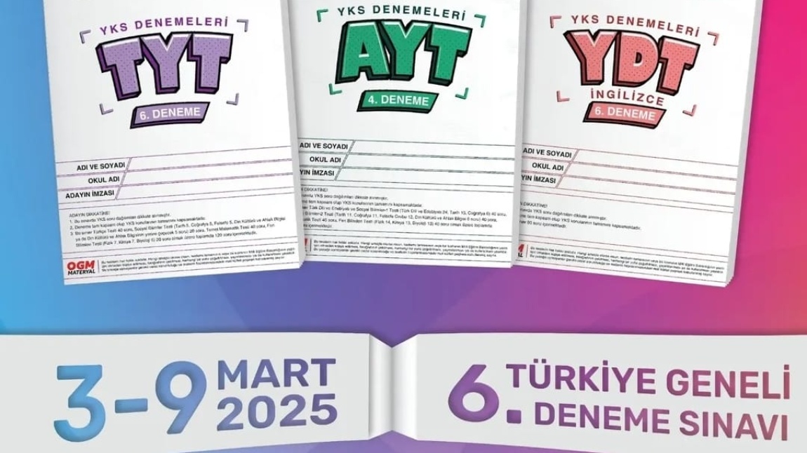 MEBİ Türkiye Geneli 6. Deneme Sınavı, 3-9 Mart tarihlerinde sizinle!